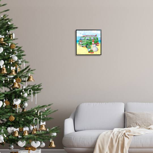 Stupell Industries Nautical Christmas Holiday Beach Framed Giclee Art